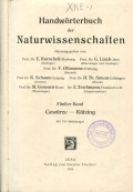 HANDWORTERBUCH DER NATURWISSENSCHFTEN